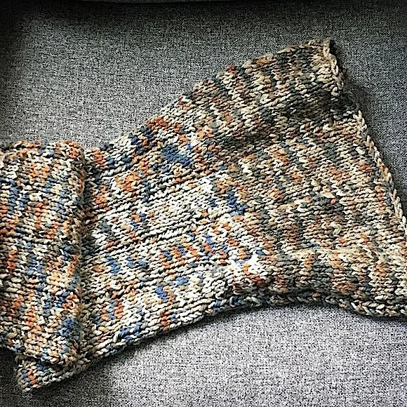 Handknit Variegated Neutral Grey Slip Stitch Infinity Reversible Unisex Cowl - Picture 6 of 6